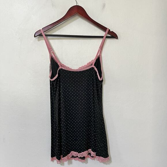 Express Nighwear Womens Lace Trim Cami Tank Top Size M Black Fitted Romantic Y2K - Picture 2 of 6